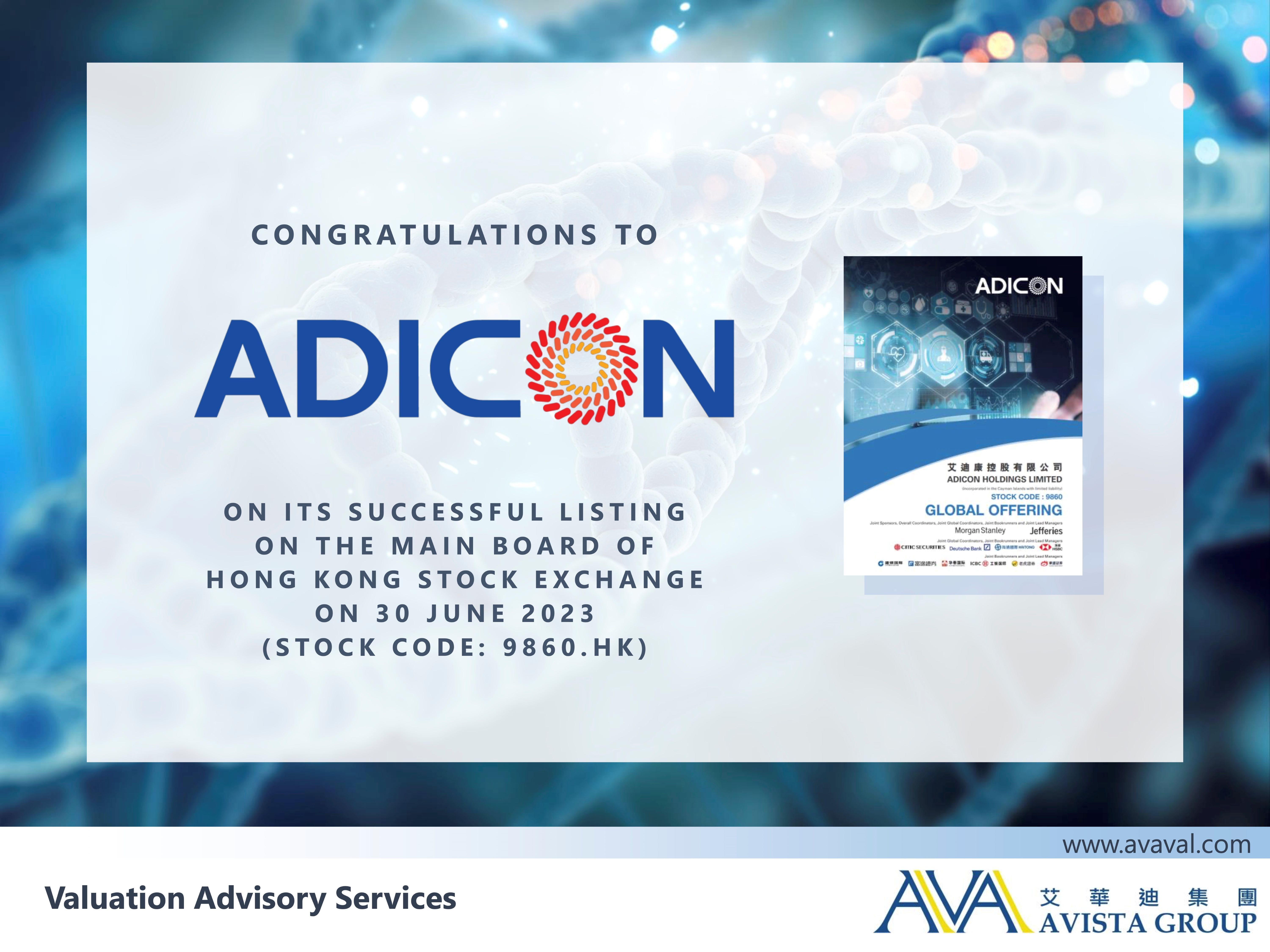 AVISTA Group | Congratulations to Adicon Holdings Ltd. (9860.HK) on its ...